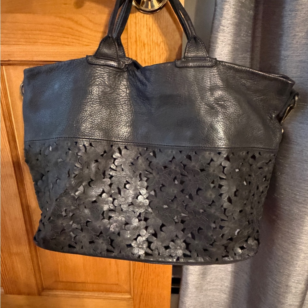 Black Genuine Leather Tote Bag